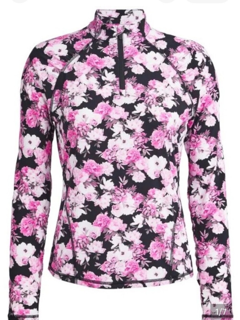 G/FORE Floral Silky Tech Ruched Quarter Zip Pull Over medium